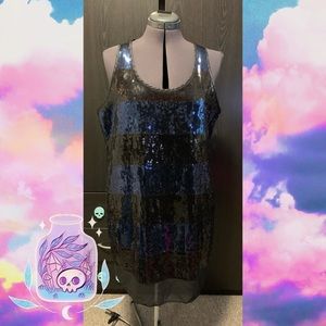 Blue and Black Sequin Dress